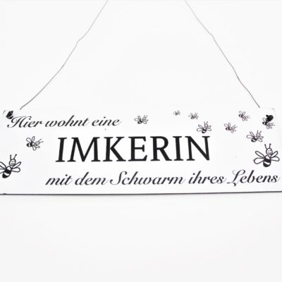 Dekoschild „Imkerin mit Schwarm“