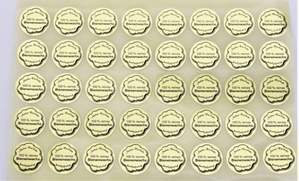 Aufkleber "Natur Produkt - 100% reines Bienenwachs - handgefertigt" klein 19 mm